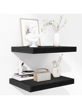 New Fun Memories Floating Shelves 2 Pack 12 Inch Deep Rustic Wooden Wall Shelves